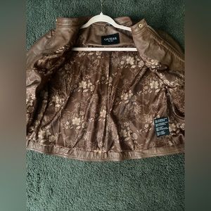 Guess 100% genuine leather brown jacket